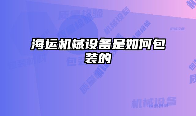 海運機械設備是如何包裝的